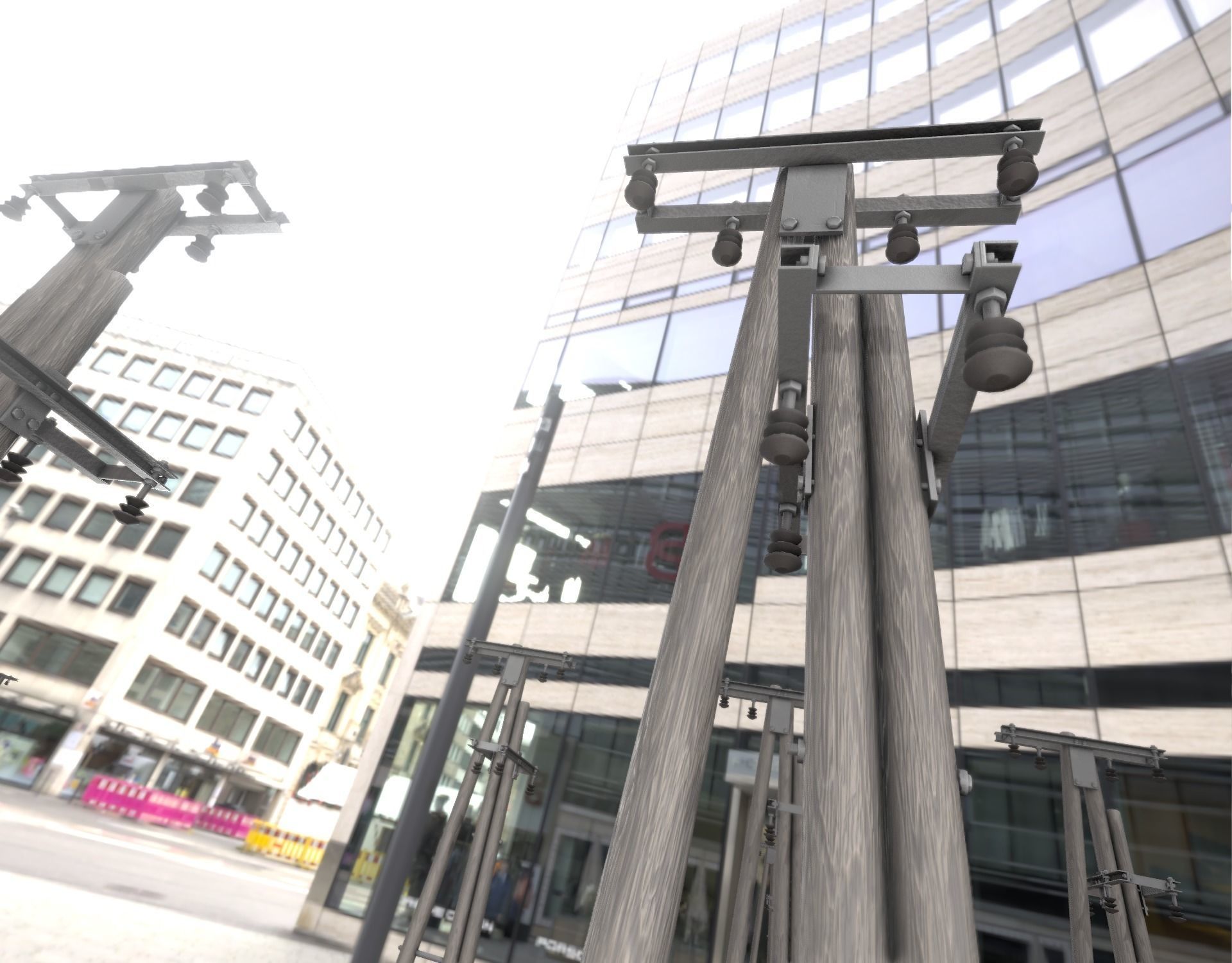 Wooden Electricity Pole without Ladder - Object 044 Low-poly 3D model_50