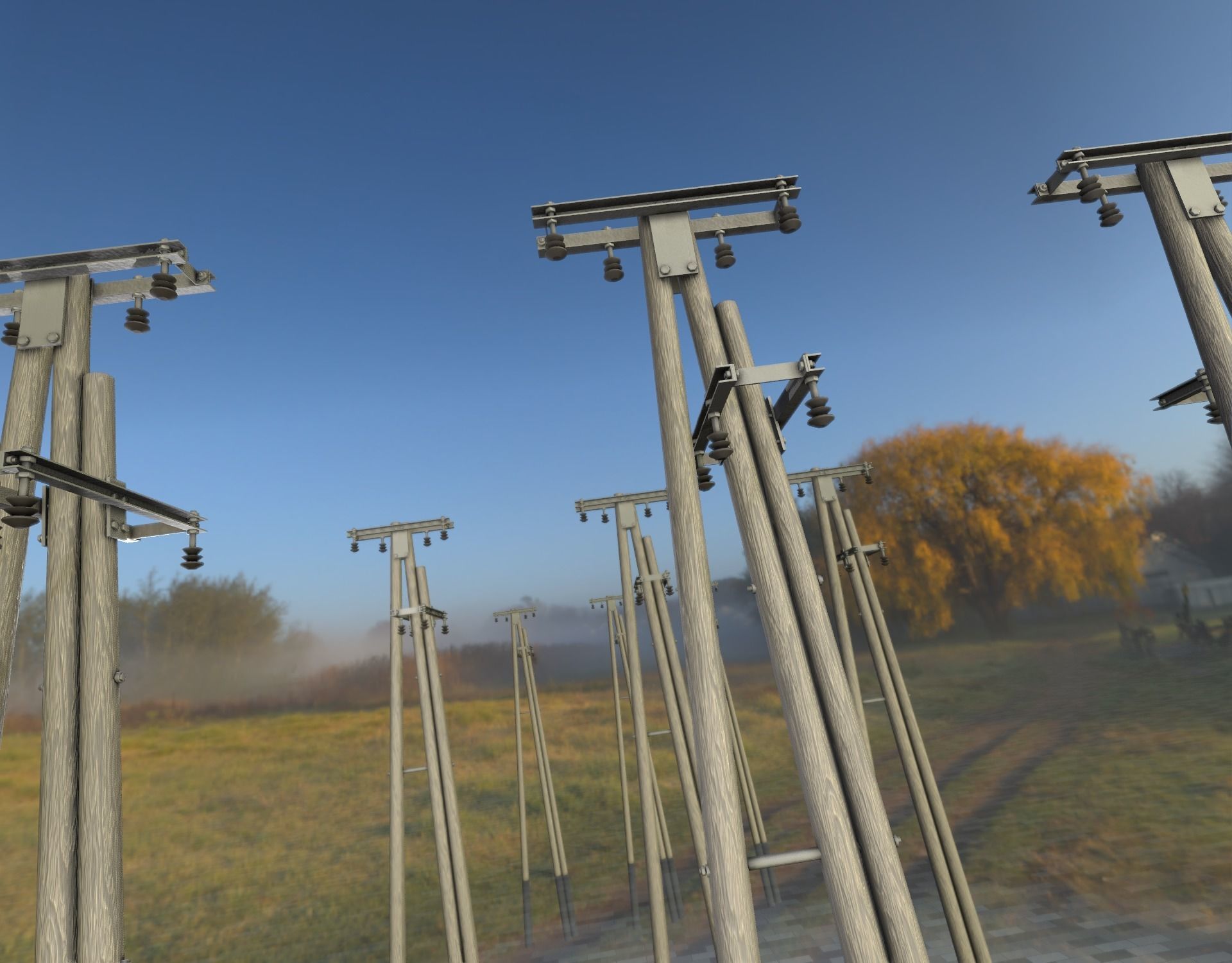 Wooden Electricity Pole without Ladder - Object 044 Low-poly 3D model_37