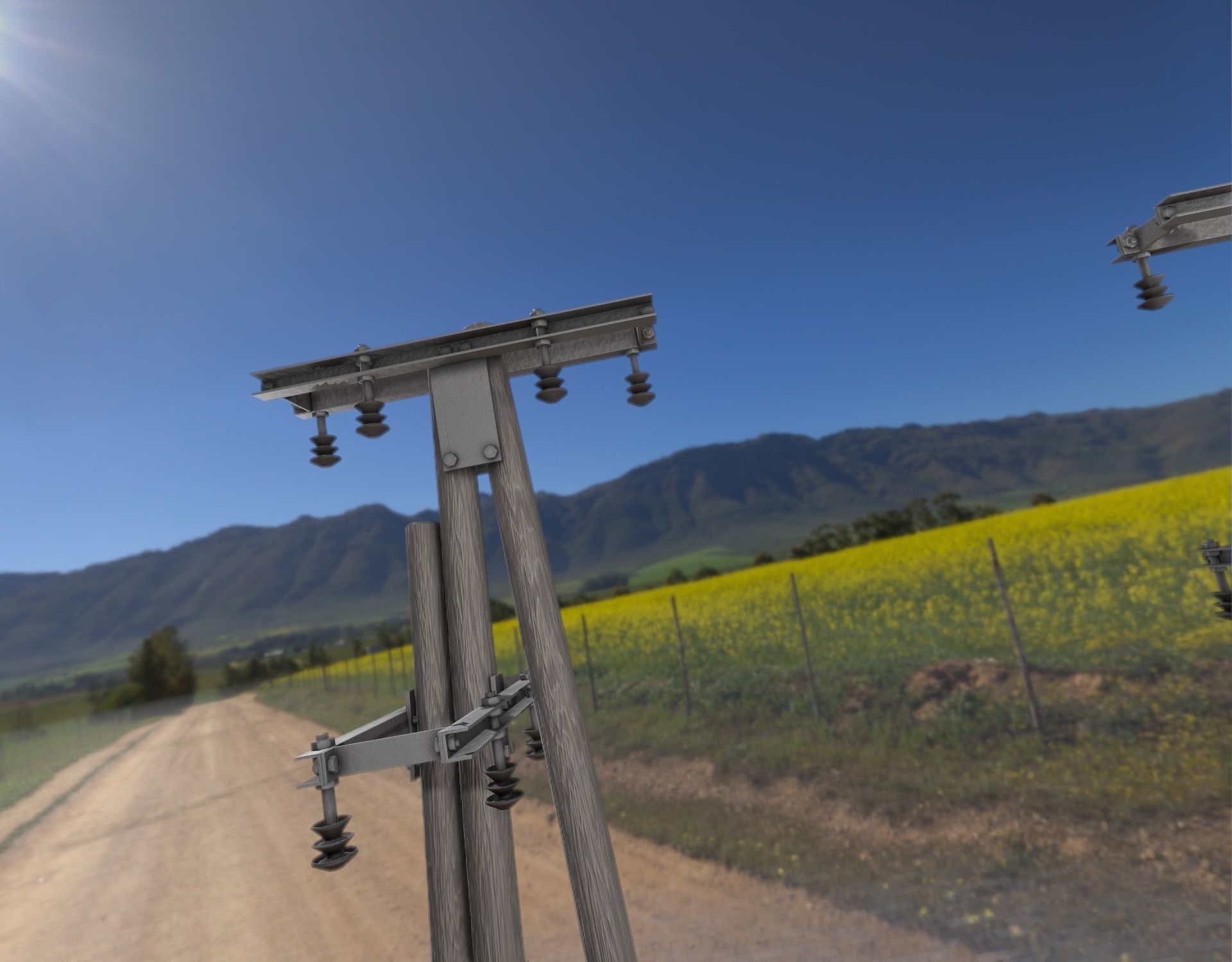 Wooden Electricity Pole without Ladder - Object 044 Low-poly 3D model_20