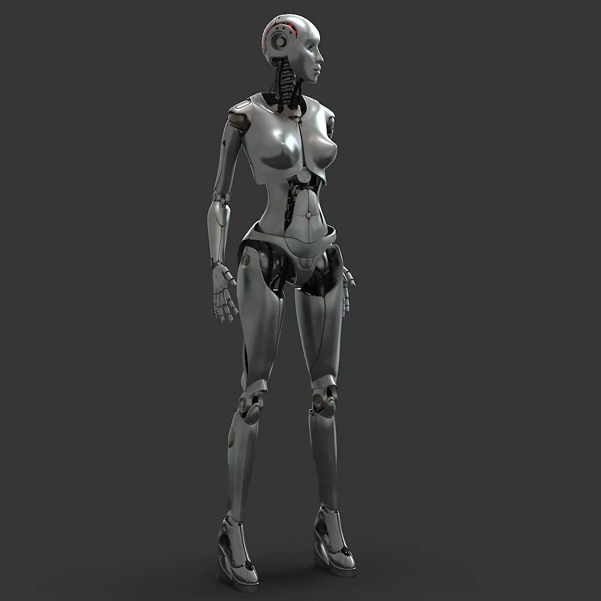 Female Robot 3D model_0