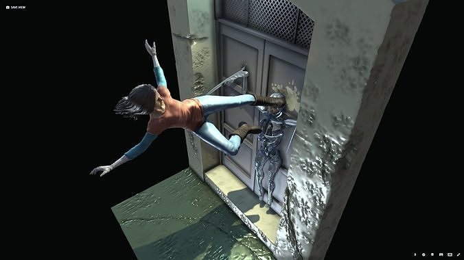 ALITA SMASHING NYSSIANA HEAD Inspirited Diorama 3D print model