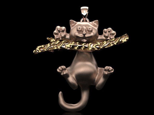 cat pendant print model 3D print model_2