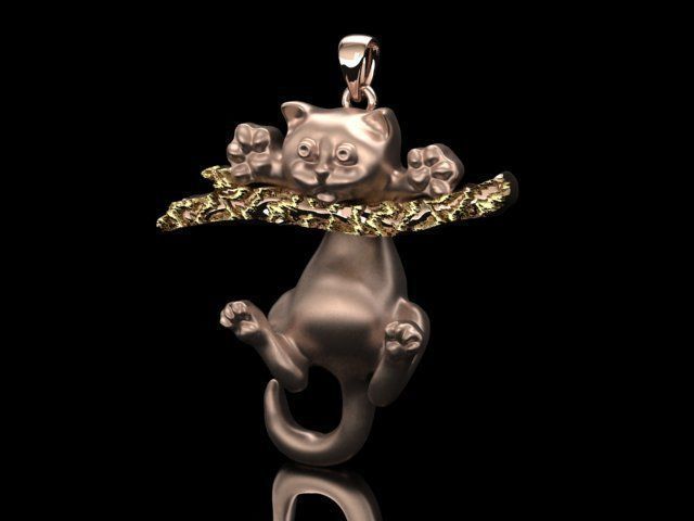 cat pendant print model 3D print model_7