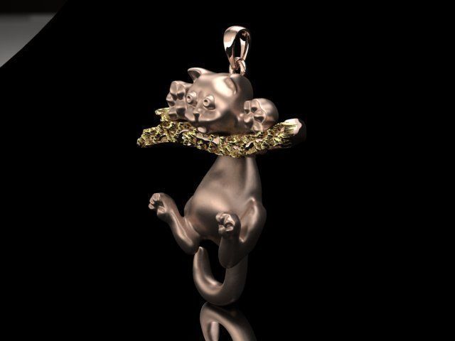 cat pendant print model 3D print model_8