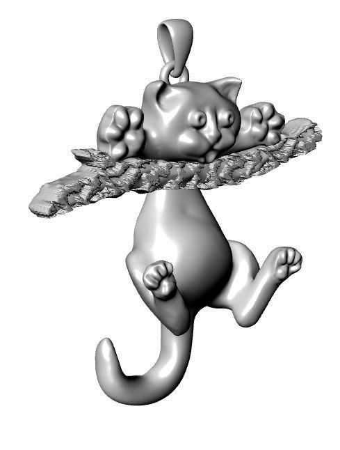 cat pendant print model 3D print model_1