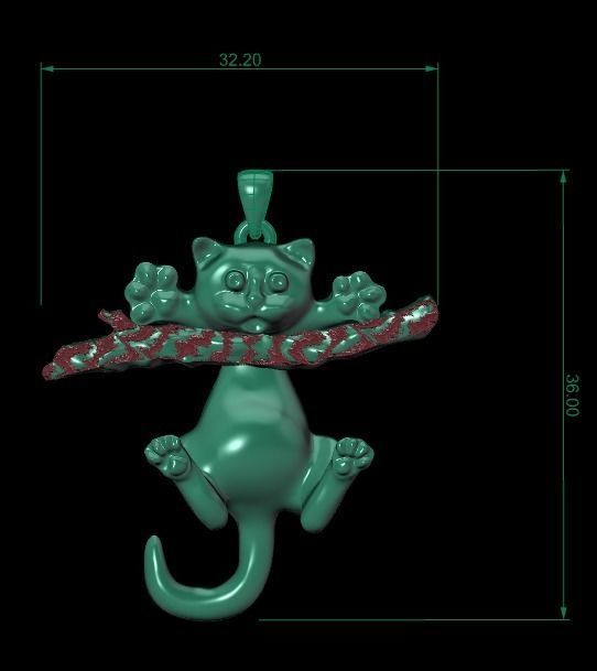 cat pendant print model 3D print model_17