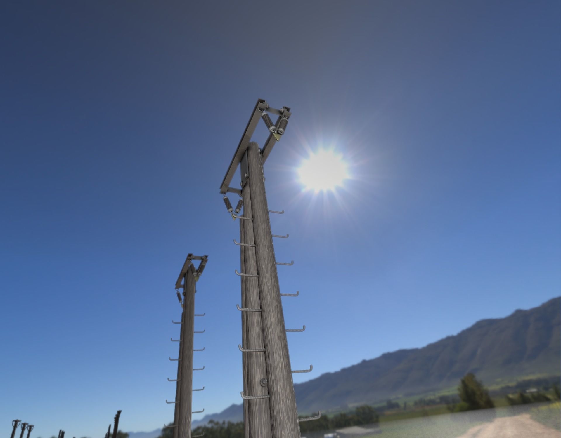 Wooden Electricity Pole with Ladder - Object 048 Low-poly 3D model_28