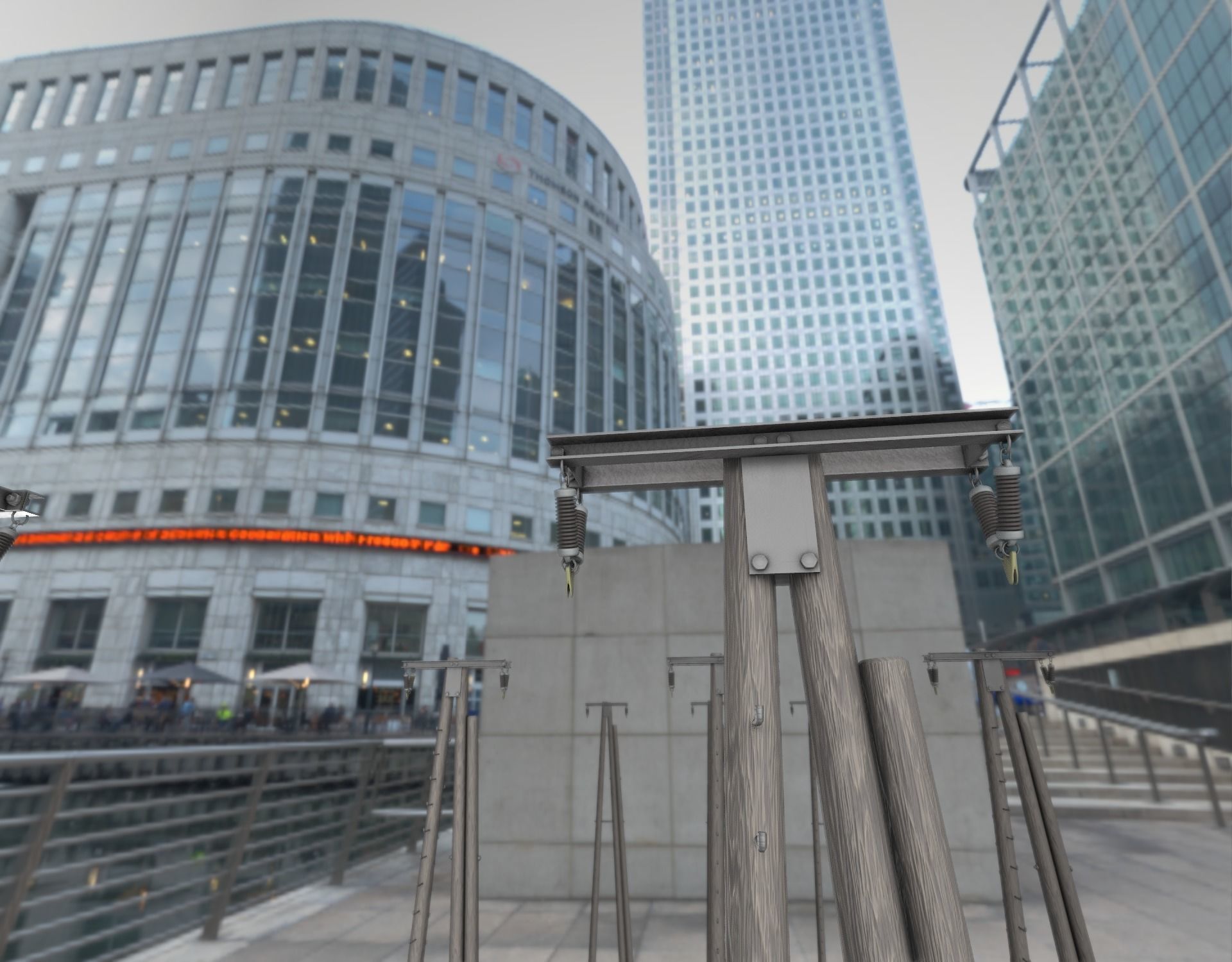 Wooden Electricity Pole with Ladder - Object 048 Low-poly 3D model_8