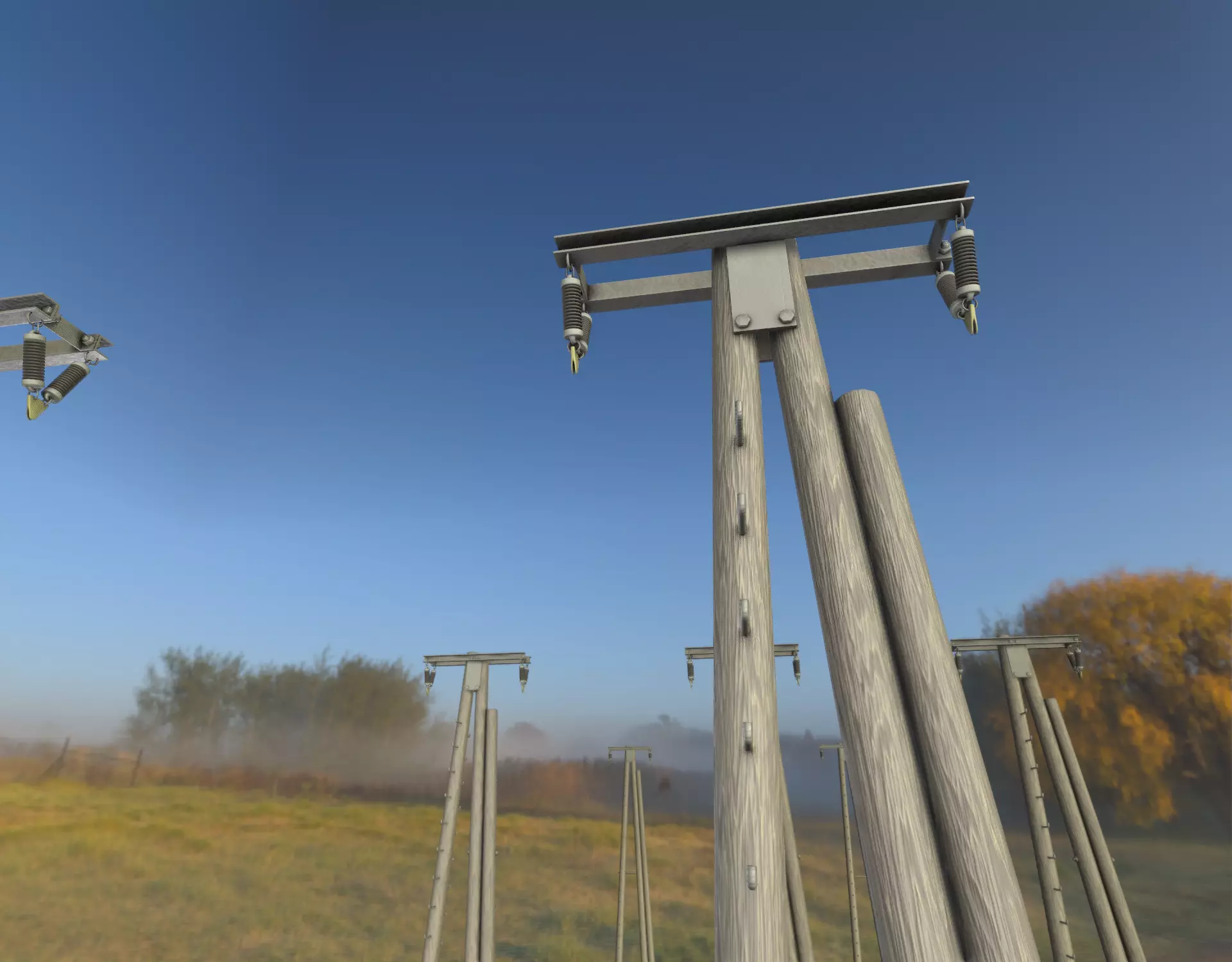 Wooden Electricity Pole with Ladder - Object 048 Low-poly 3D model_0