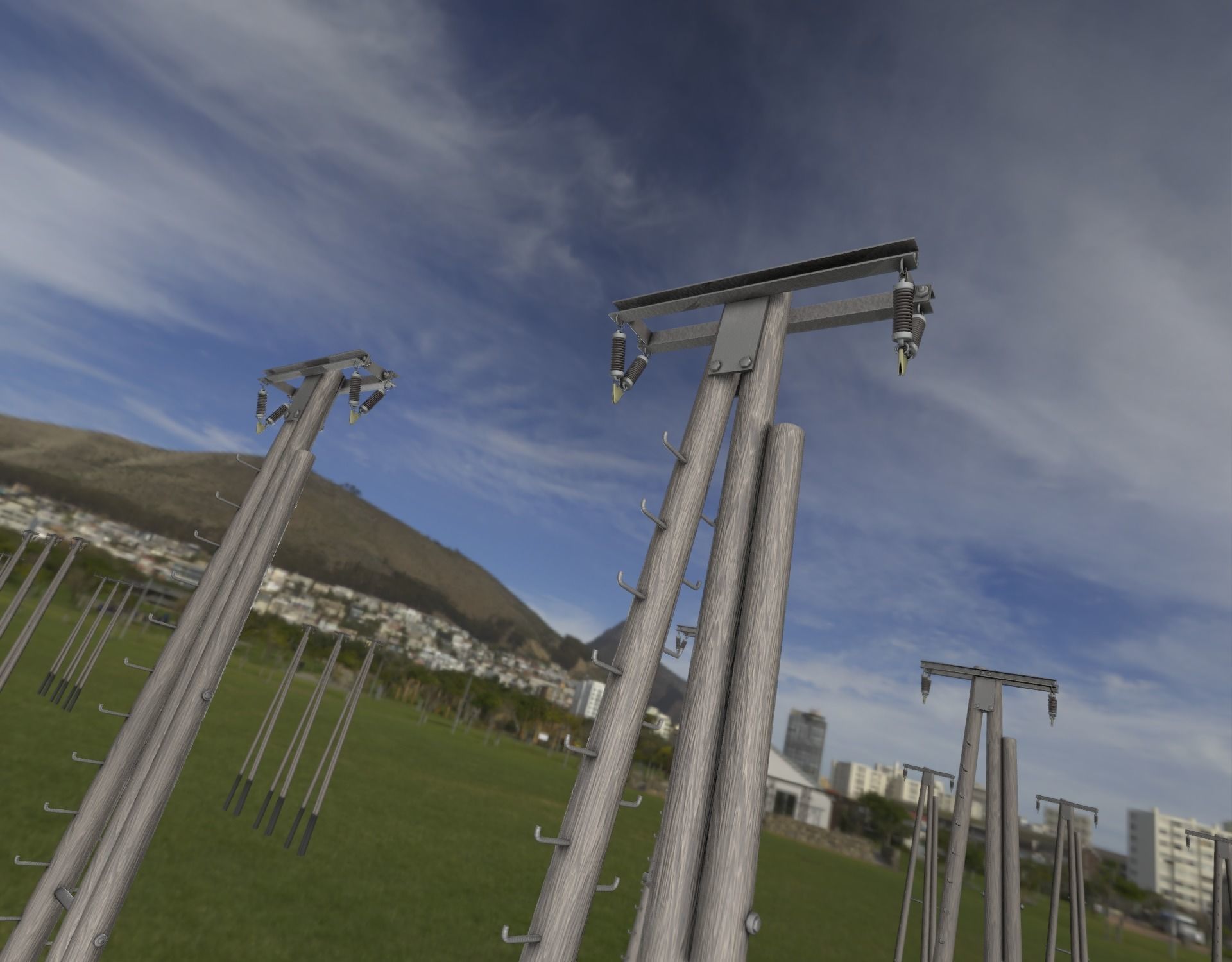 Wooden Electricity Pole with Ladder - Object 048 Low-poly 3D model_18