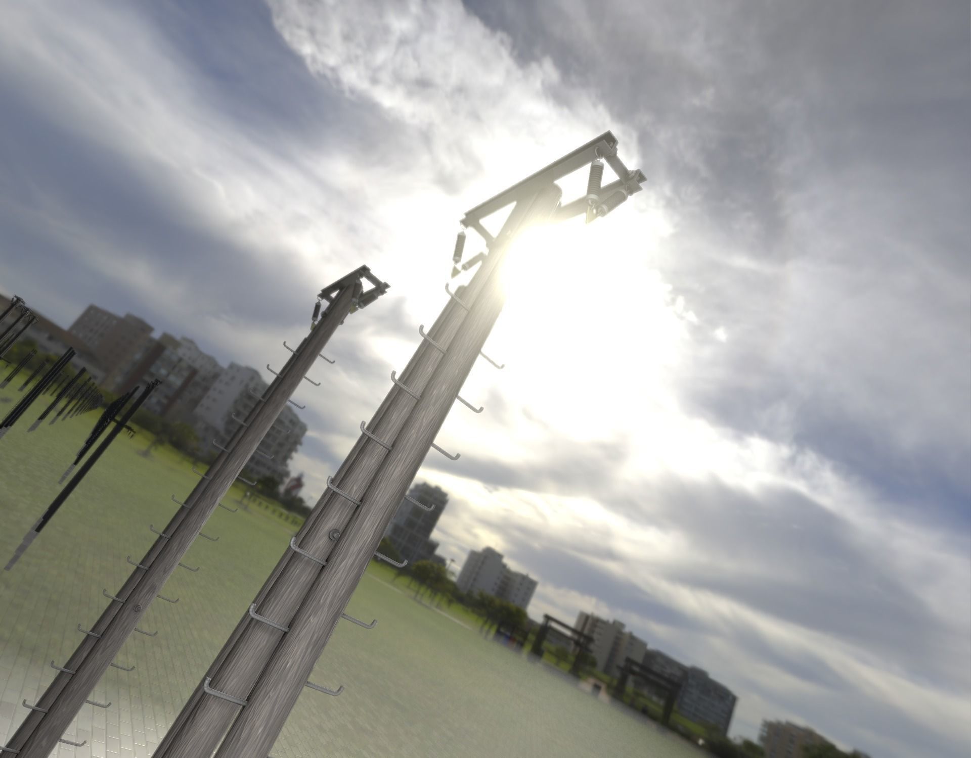 Wooden Electricity Pole with Ladder - Object 048 Low-poly 3D model_31