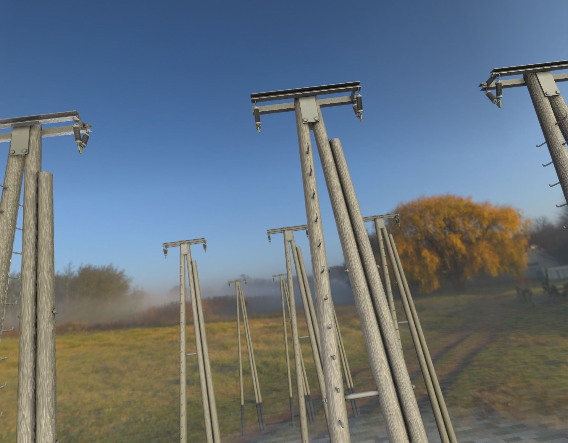 Wooden Electricity Pole with Ladder - Object 048 Low-poly 3D model_37