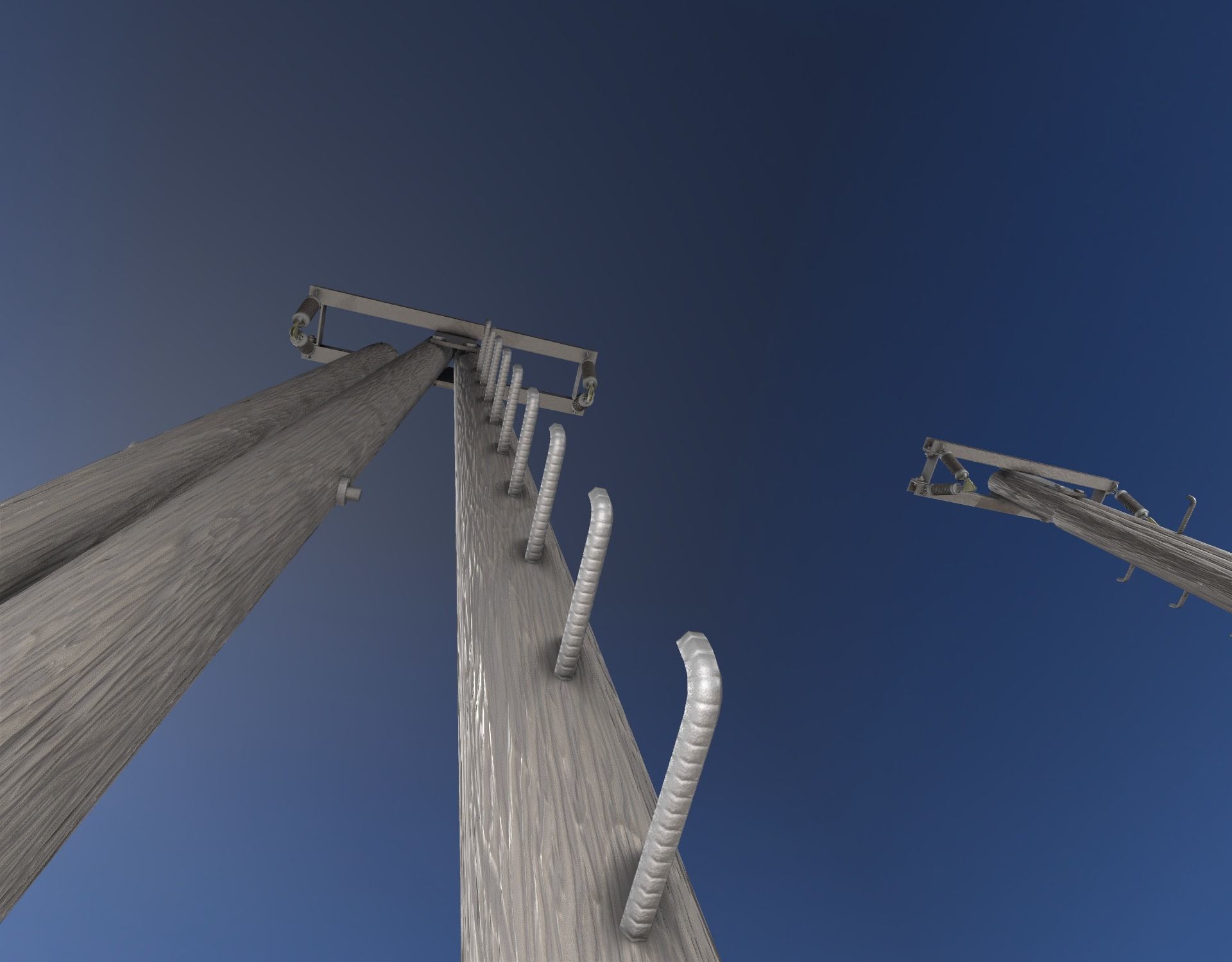 Wooden Electricity Pole with Ladder - Object 048 Low-poly 3D model_41