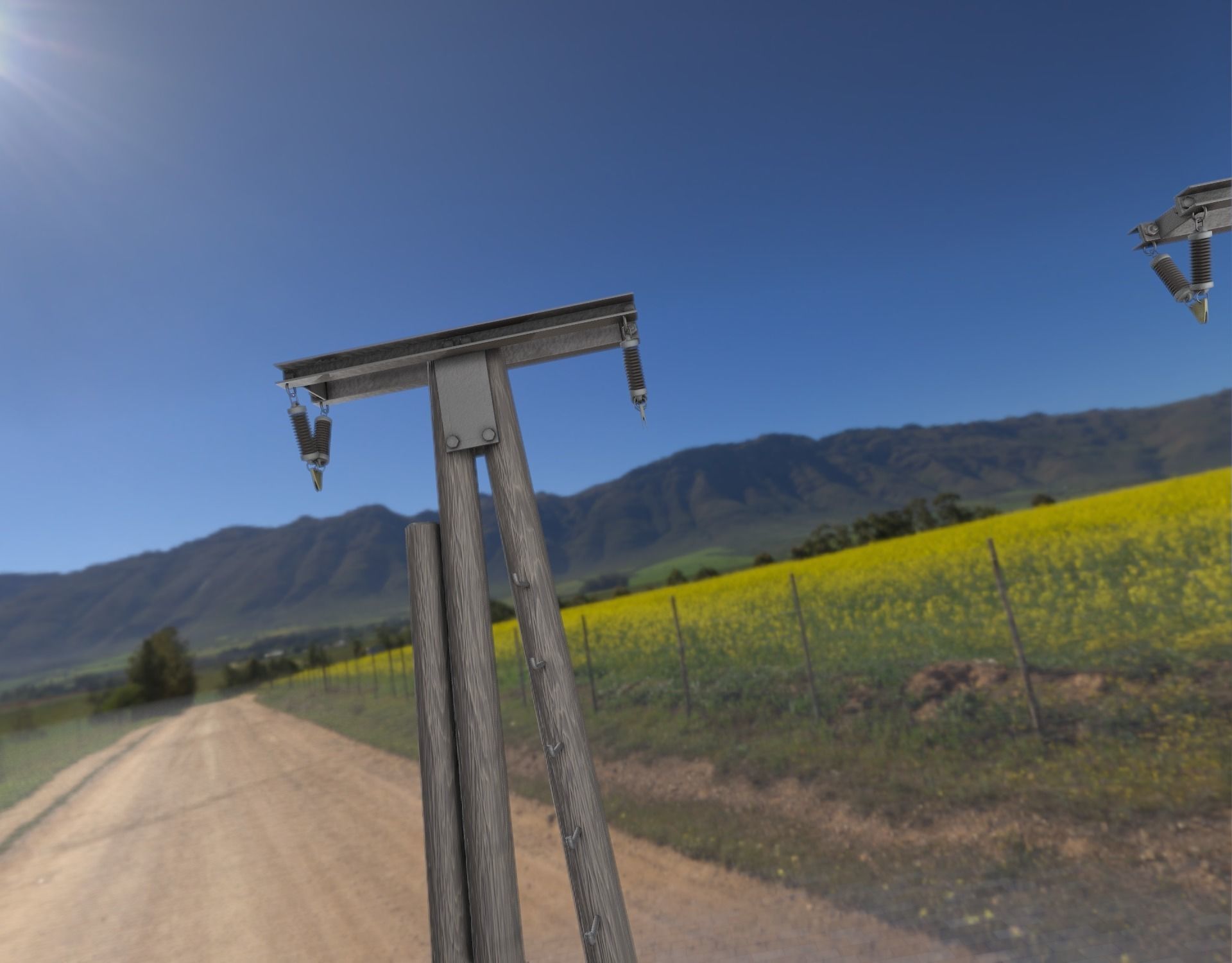 Wooden Electricity Pole with Ladder - Object 048 Low-poly 3D model_21