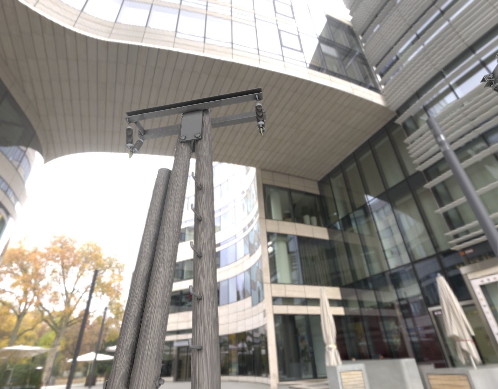 Wooden Electricity Pole with Ladder - Object 048 Low-poly 3D model_22