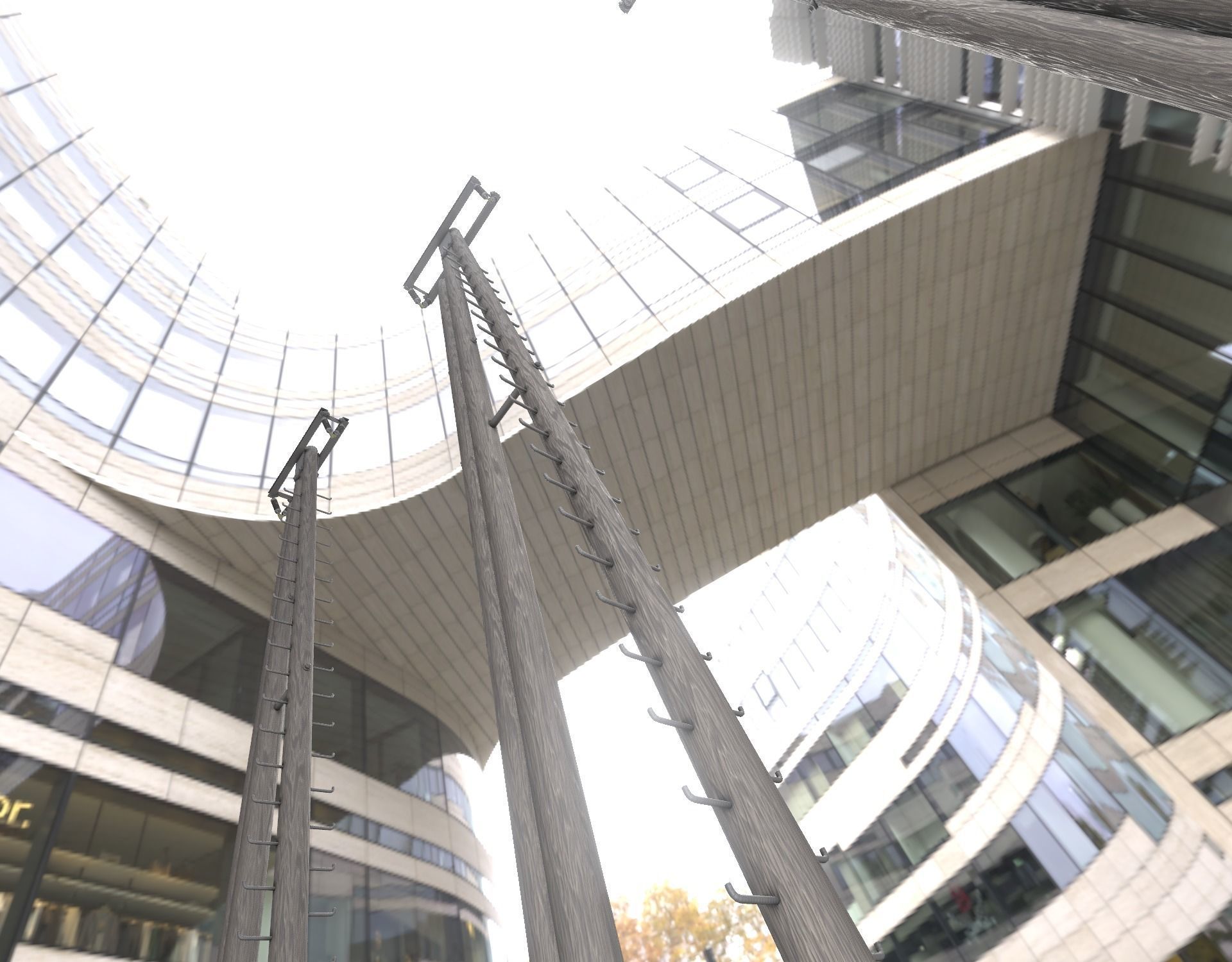 Wooden Electricity Pole with Ladder - Object 048 Low-poly 3D model_3