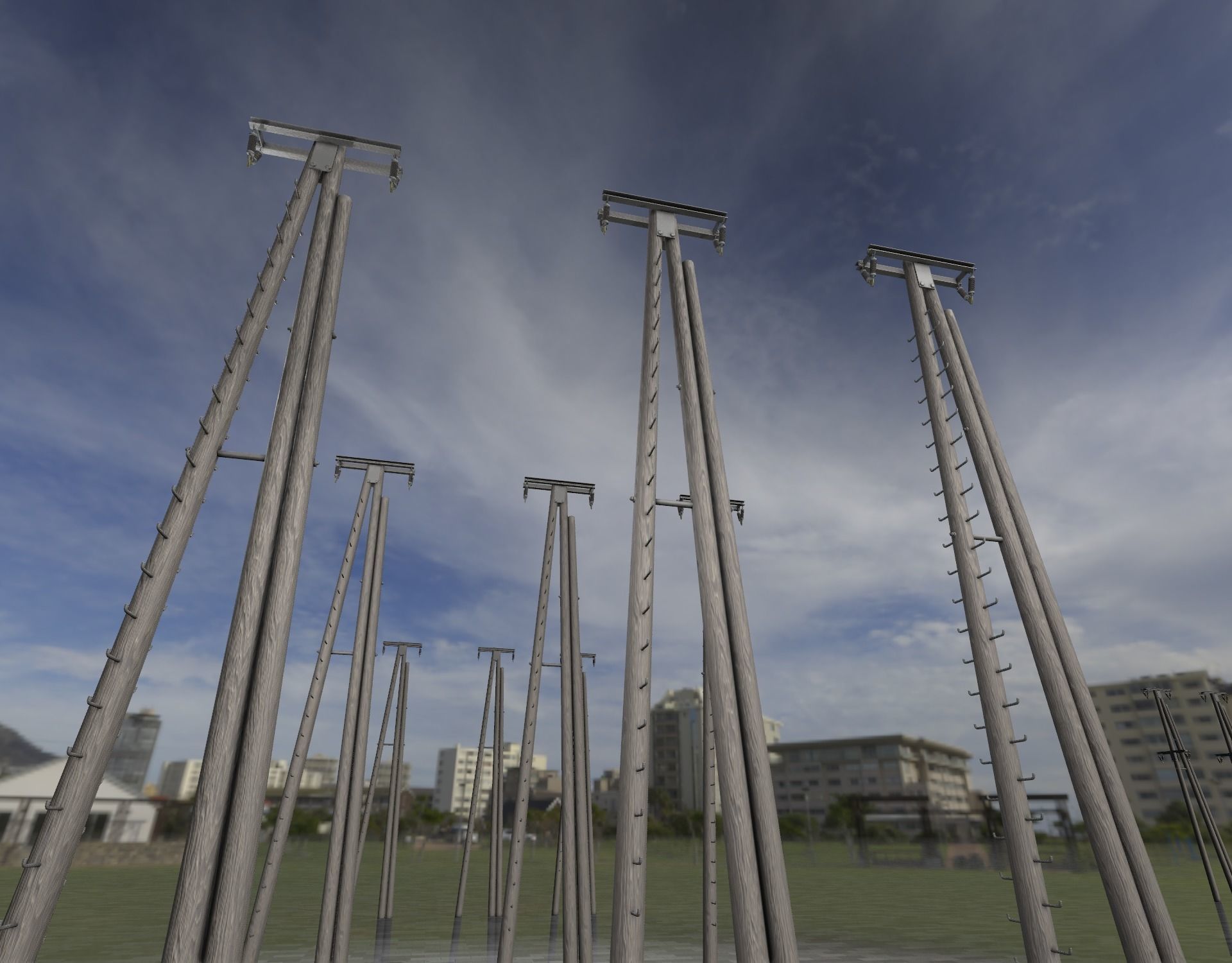 Wooden Electricity Pole with Ladder - Object 048 Low-poly 3D model_38