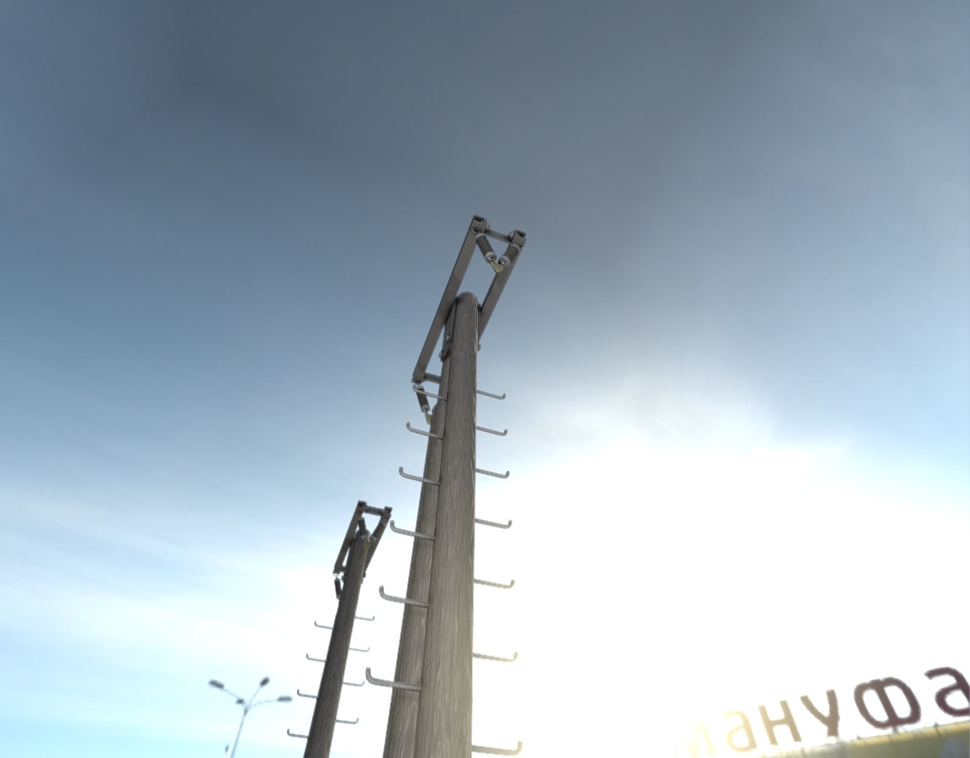 Wooden Electricity Pole with Ladder - Object 048 Low-poly 3D model_32