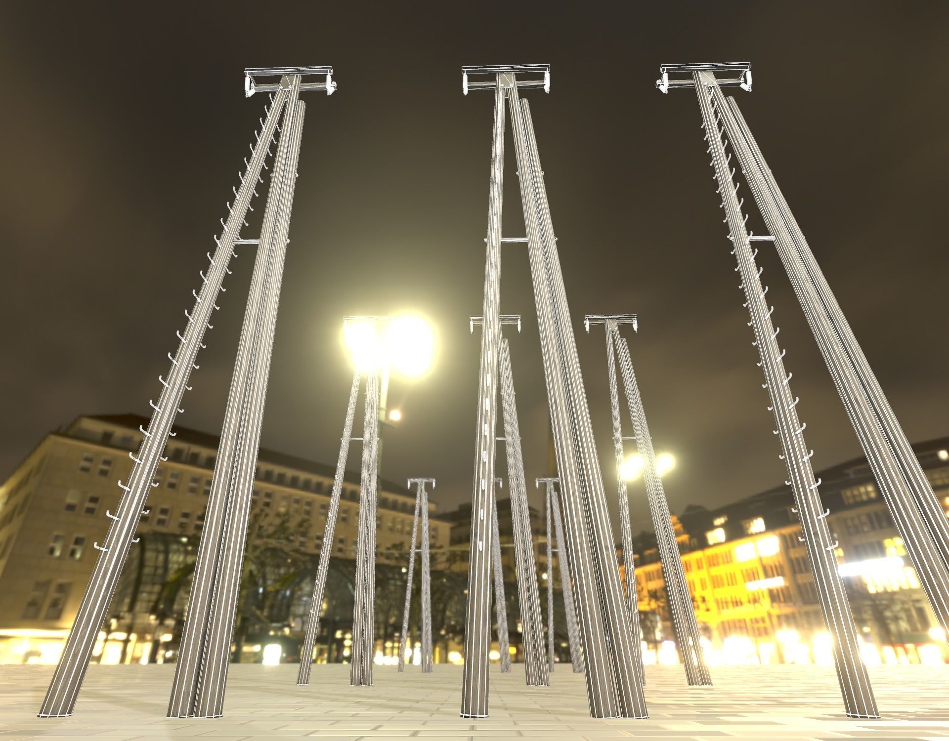 Wooden Electricity Pole with Ladder - Object 048 Low-poly 3D model_6