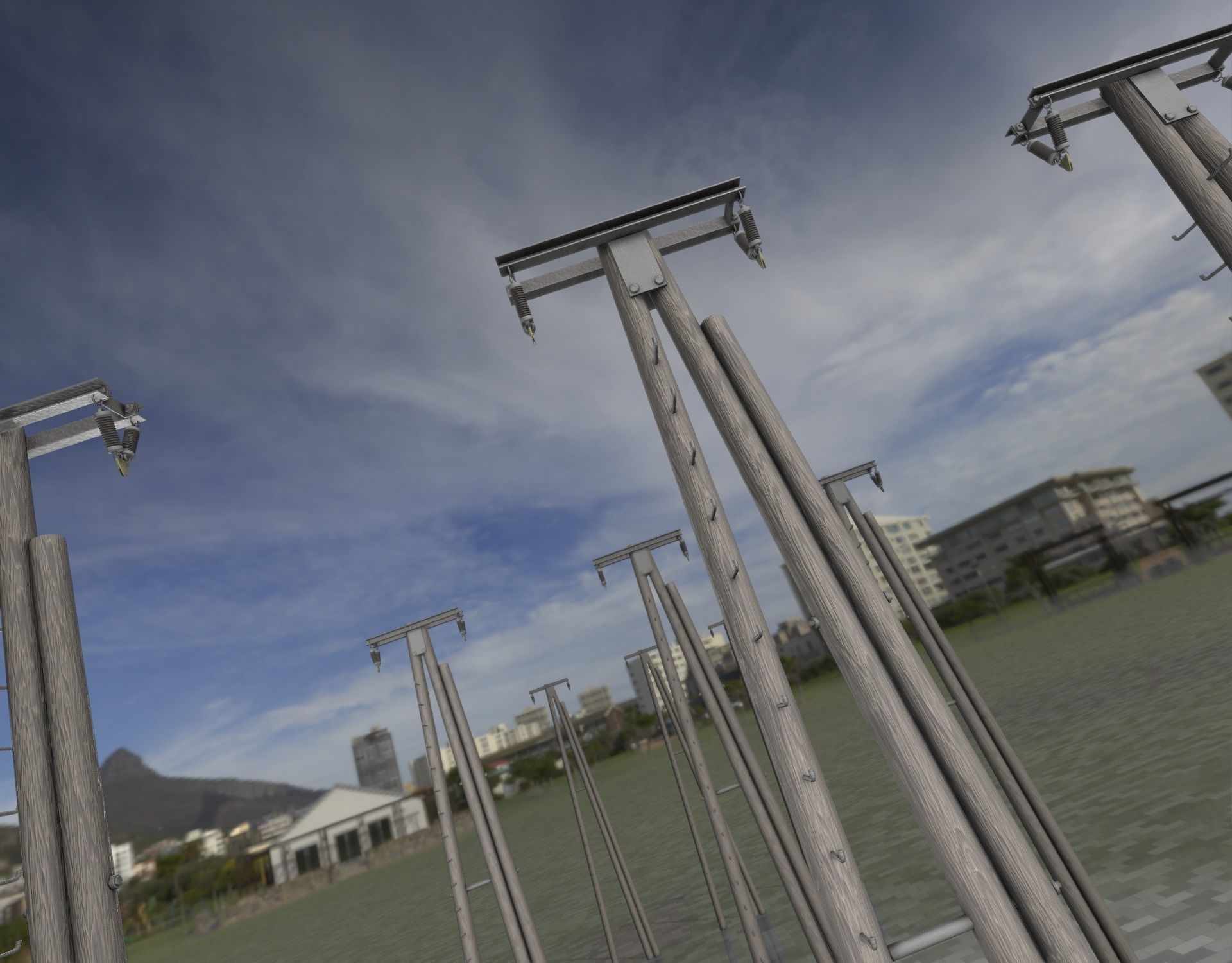 Wooden Electricity Pole with Ladder - Object 048 Low-poly 3D model_27