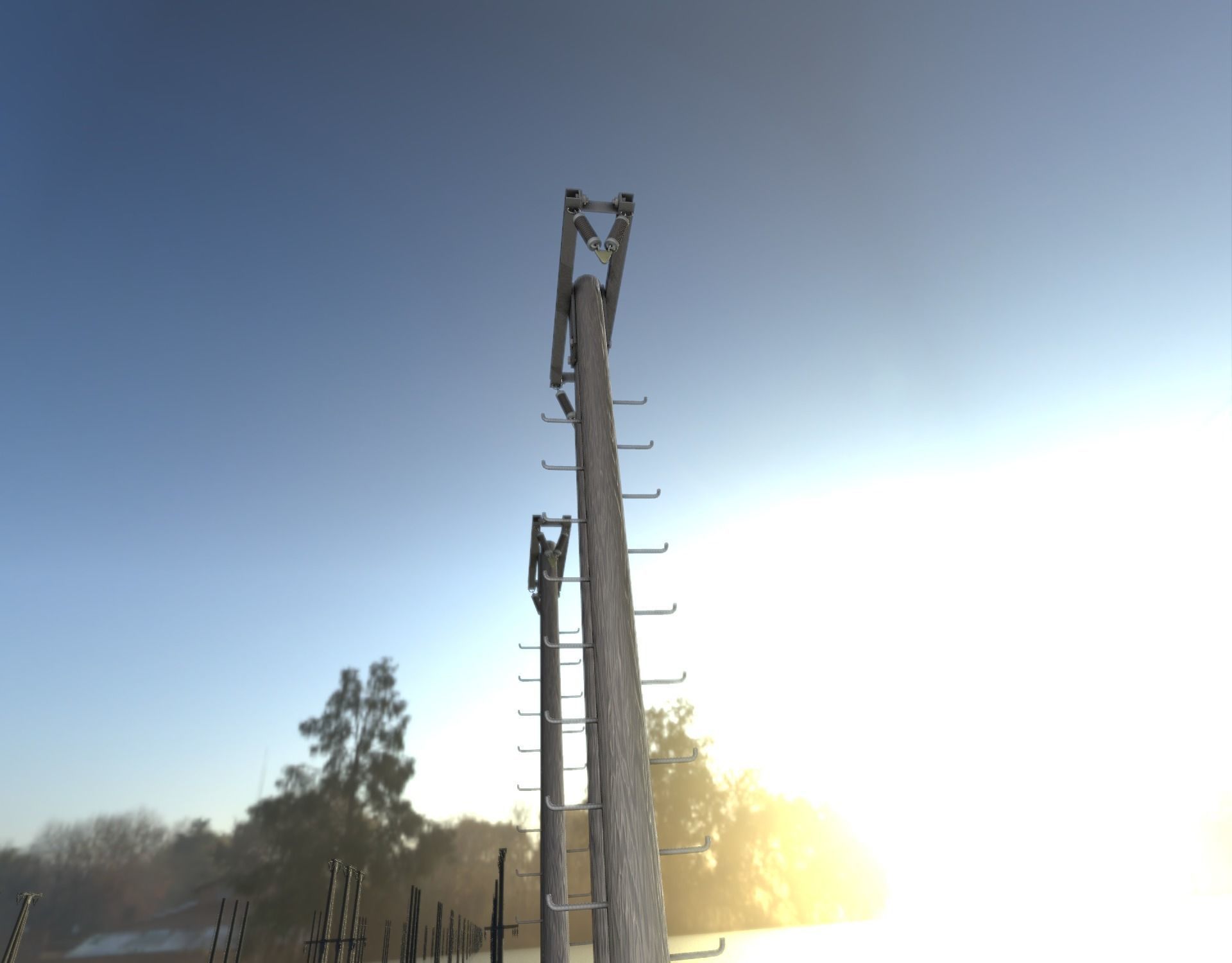 Wooden Electricity Pole with Ladder - Object 048 Low-poly 3D model_45