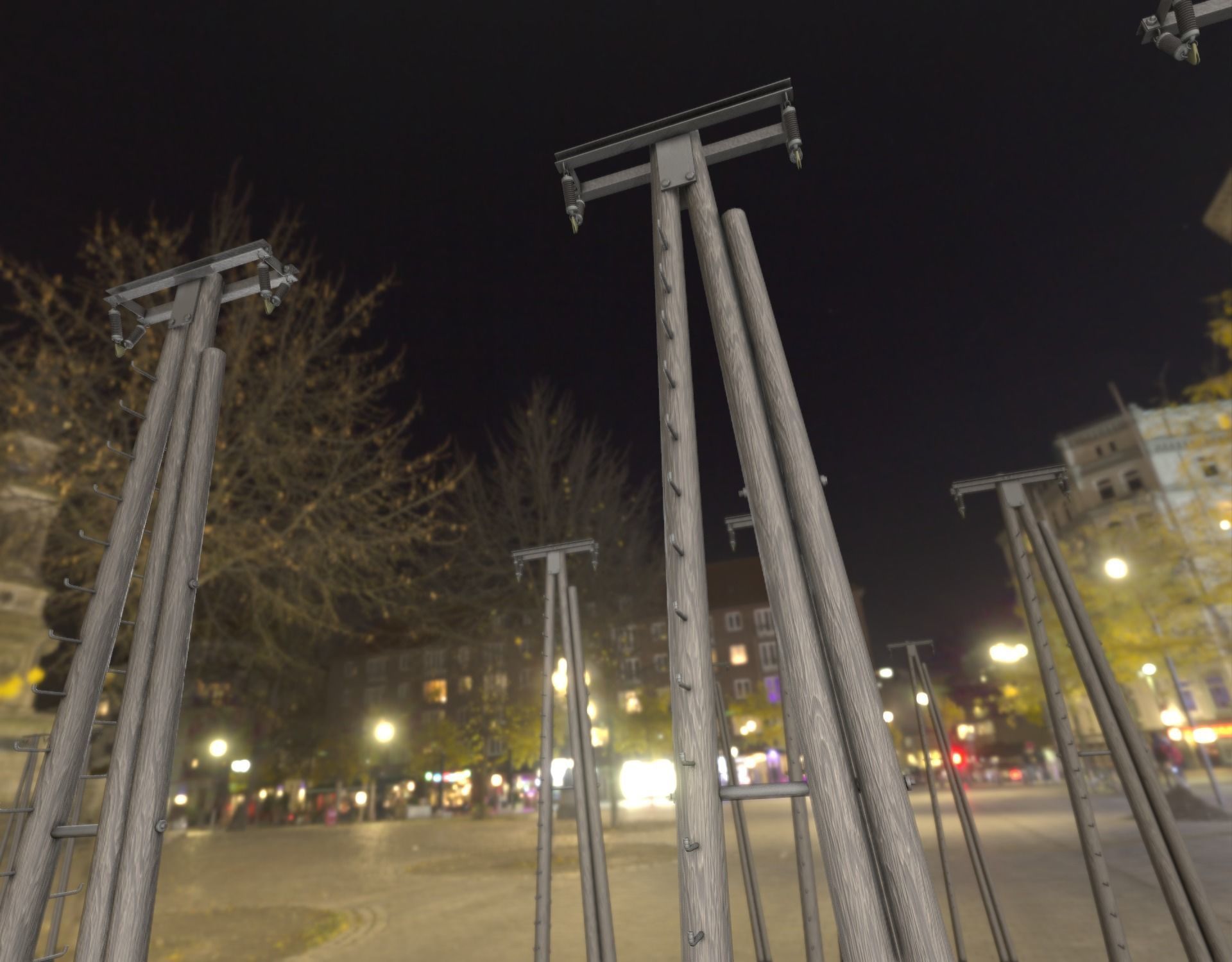 Wooden Electricity Pole with Ladder - Object 048 Low-poly 3D model_34