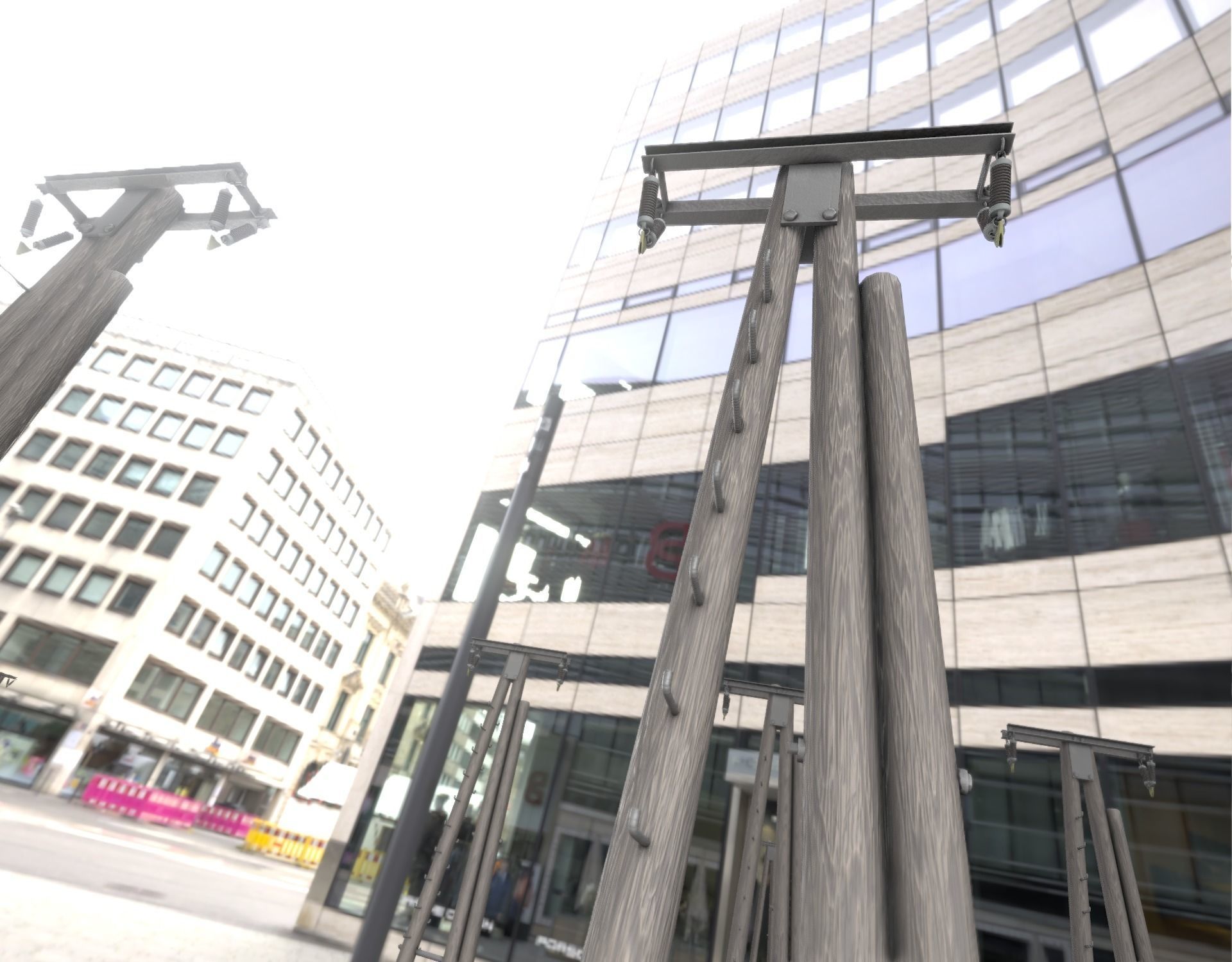 Wooden Electricity Pole with Ladder - Object 048 Low-poly 3D model_50