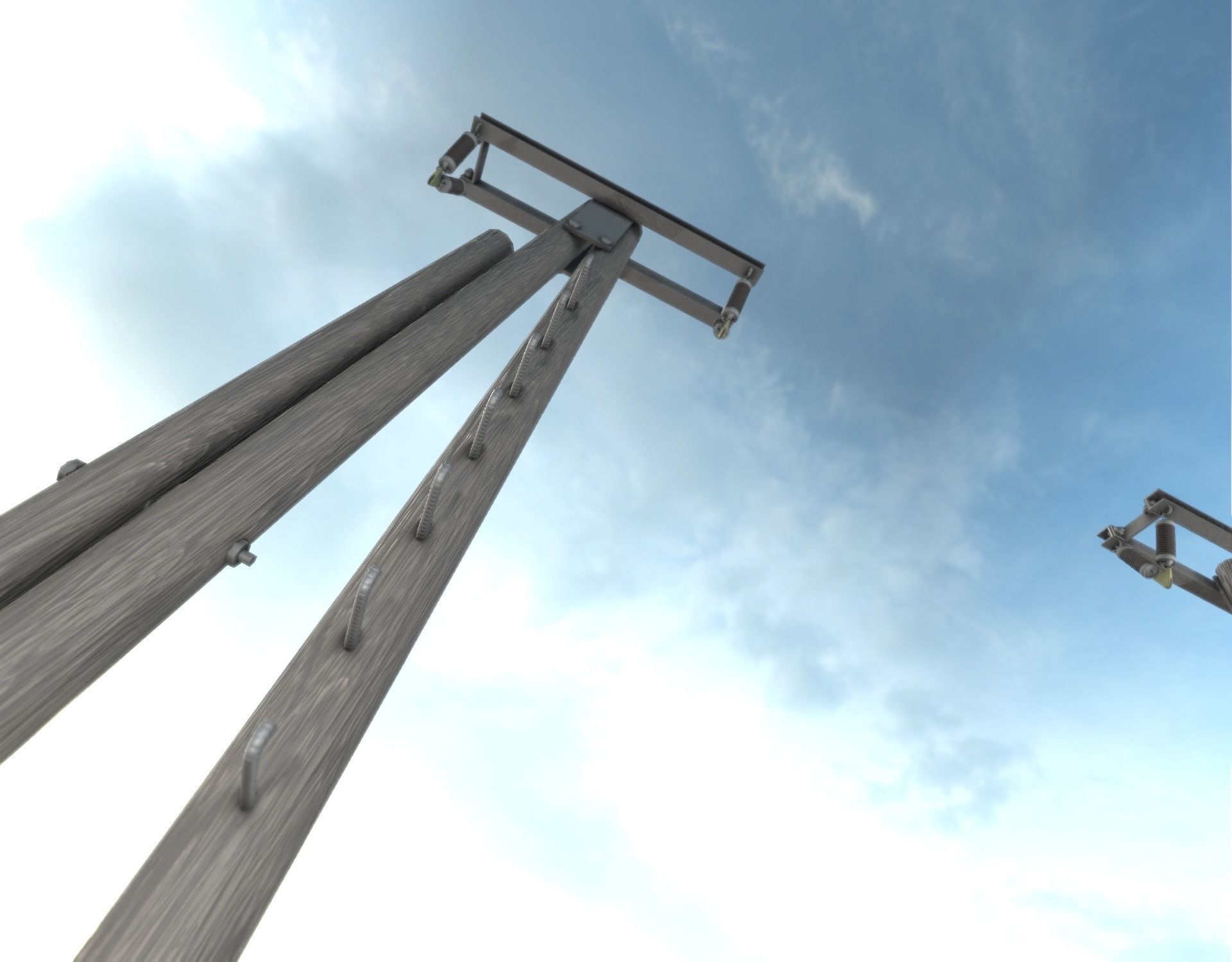 Wooden Electricity Pole with Ladder - Object 048 Low-poly 3D model_43
