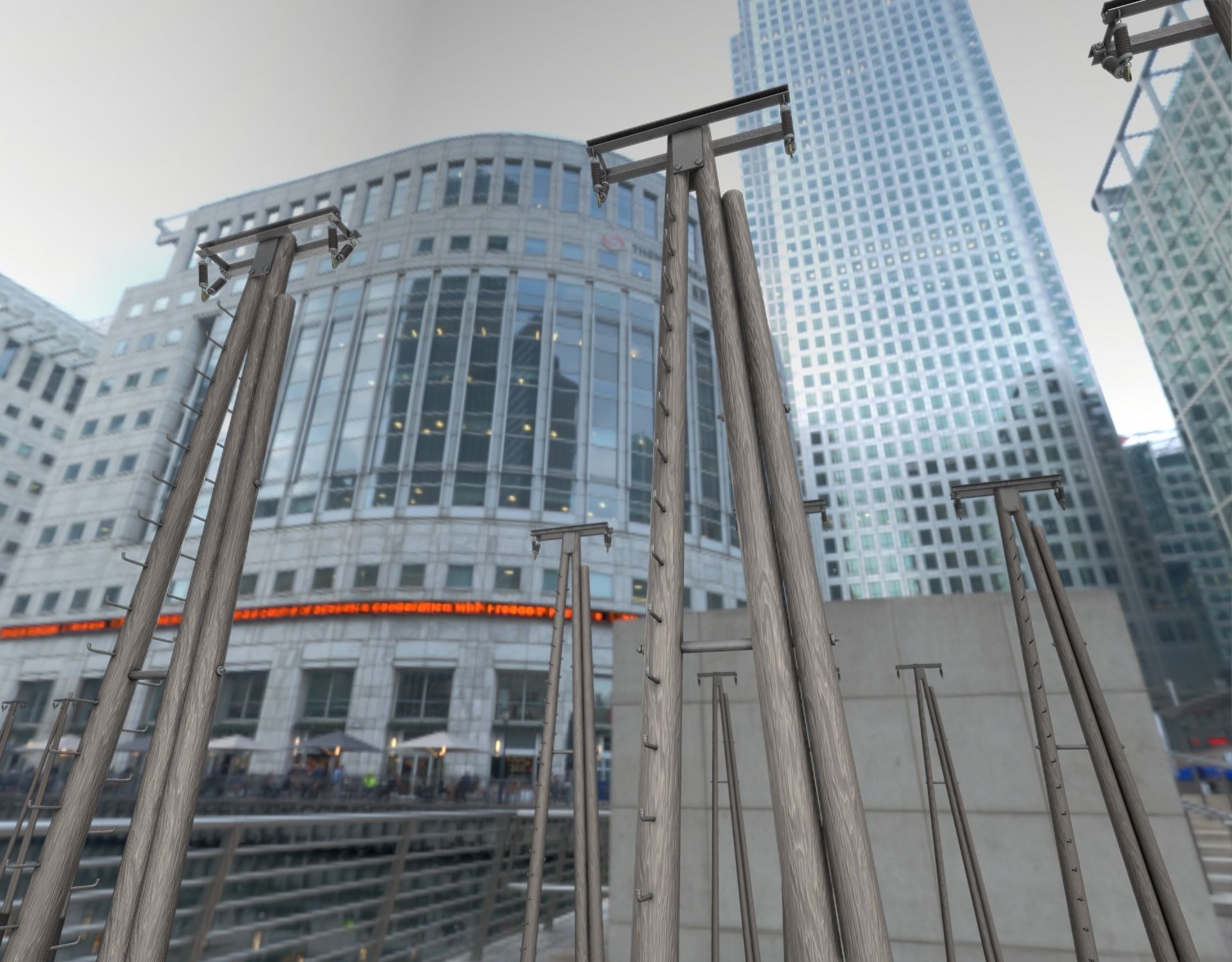 Wooden Electricity Pole with Ladder - Object 048 Low-poly 3D model_9