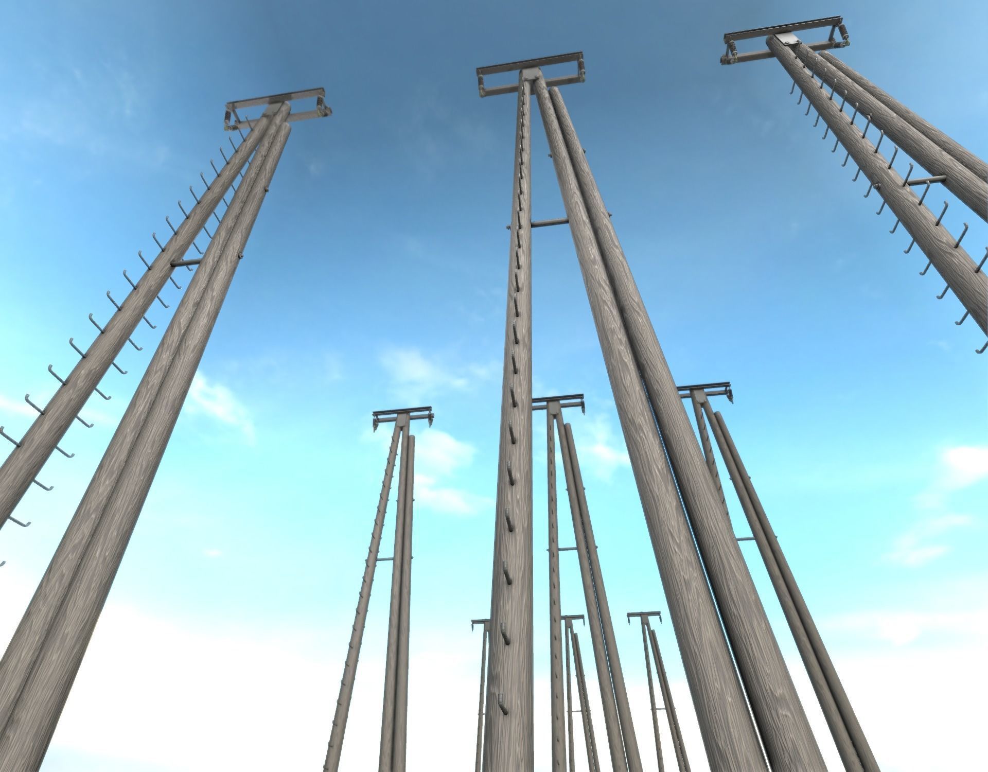 Wooden Electricity Pole with Ladder - Object 048 Low-poly 3D model_13