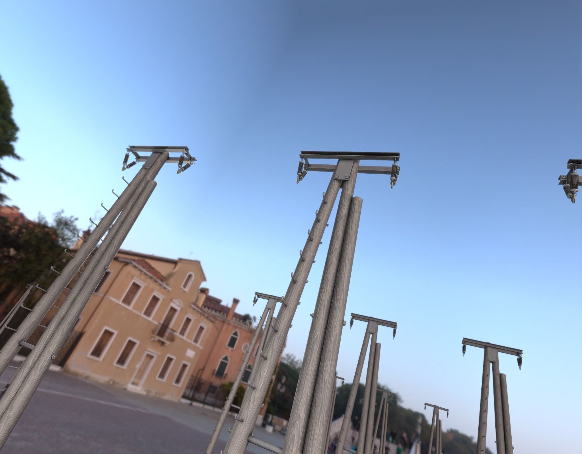 Wooden Electricity Pole with Ladder - Object 048 Low-poly 3D model_20