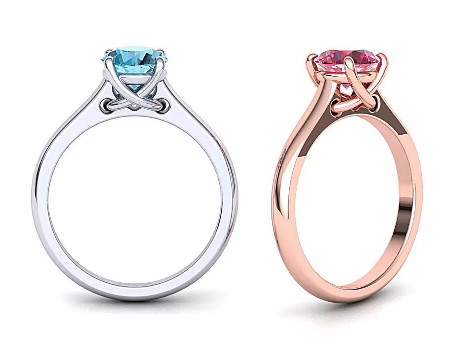 Four Prong Crossover Solitaire Engagement ring 3dmodel 3D print model