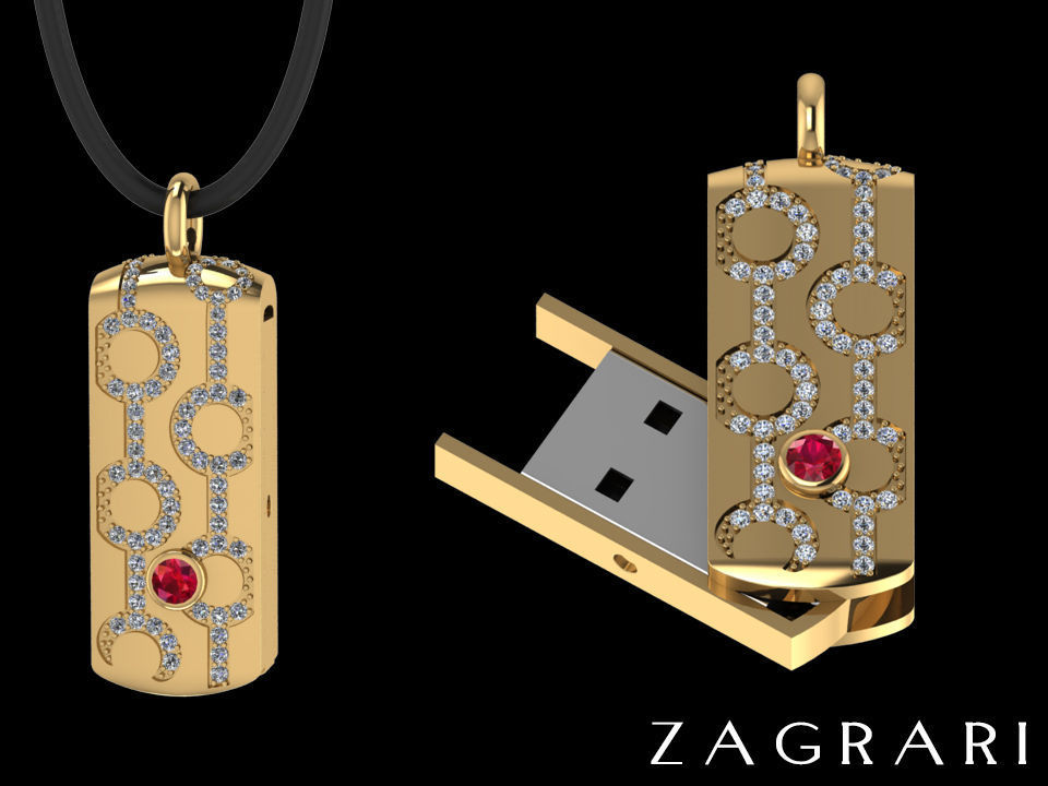 USB Flash Drive Pendant Or Key chain 3D print model_1