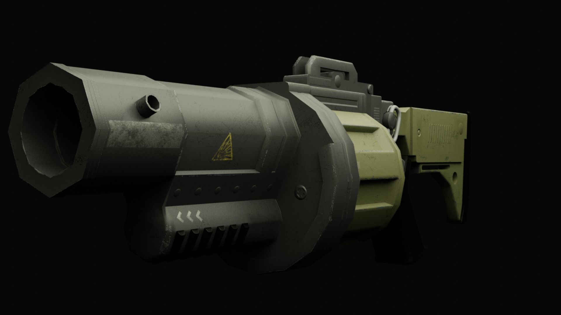 Sci Fi - Grenade launcher Low-poly 3D model_2