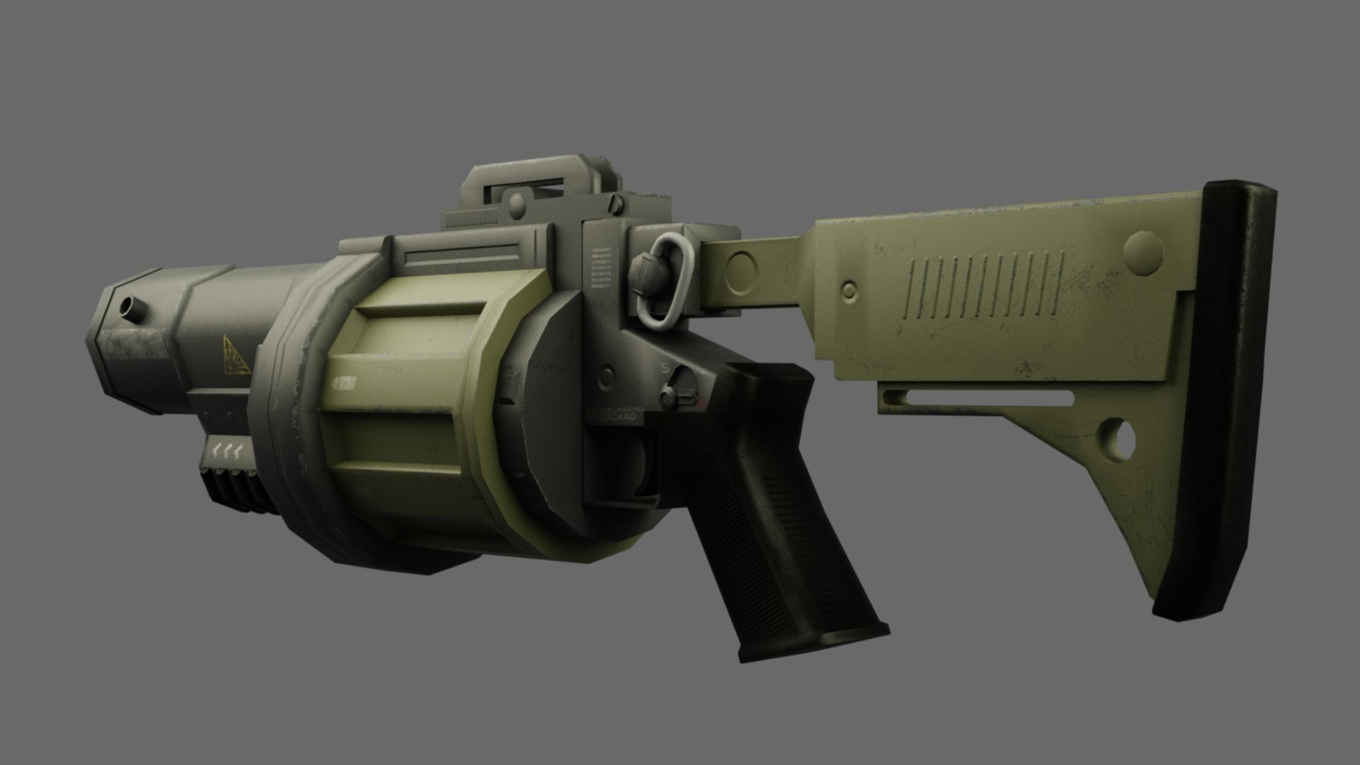 Sci Fi - Grenade launcher Low-poly 3D model_3