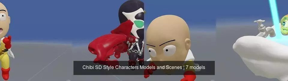 Chibi SD Style Characters Models and Scenes 3D Model Collection_0