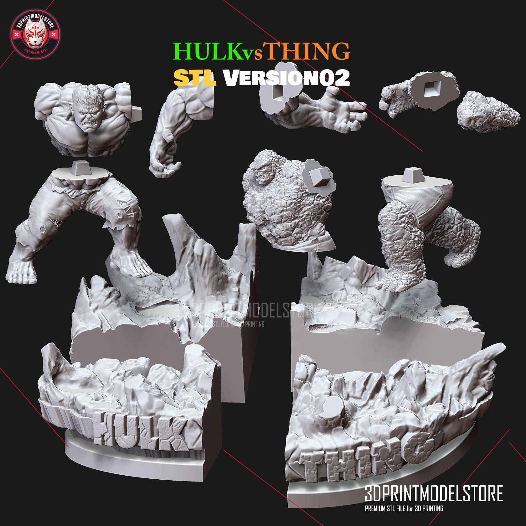 Ther Hulk Marvel Statue Miniature The Thing Diorama Statue   3D print model_5