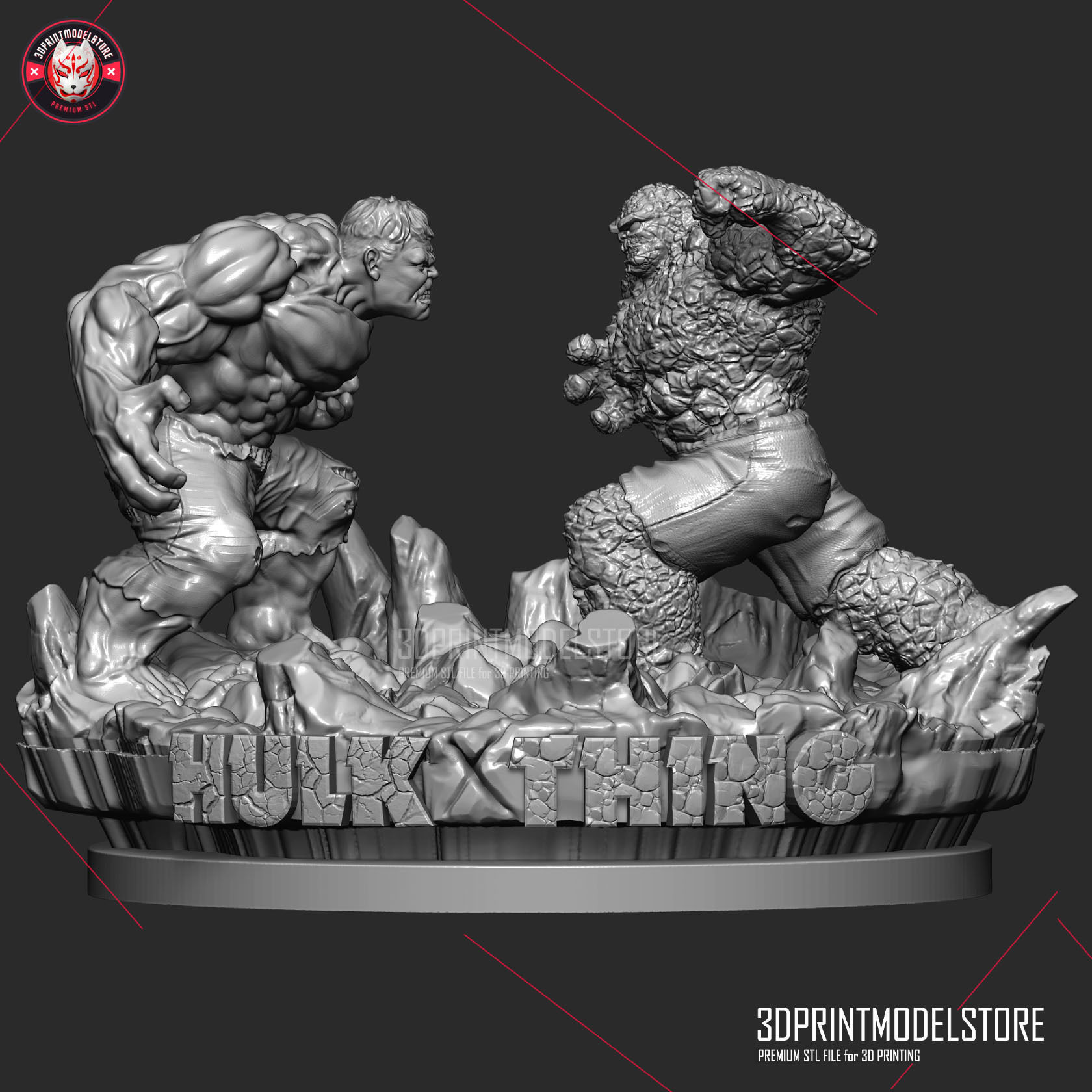 Ther Hulk Marvel Statue Miniature The Thing Diorama Statue   3D print model_2