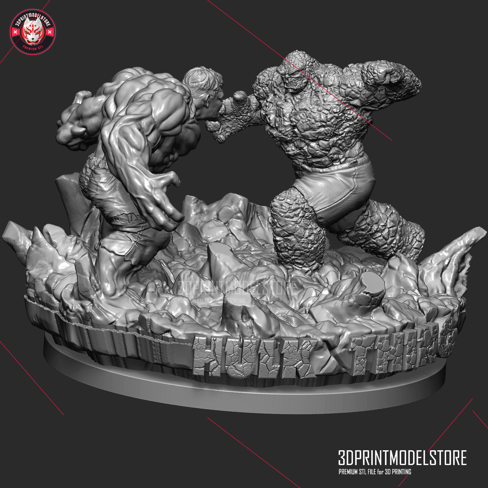 Ther Hulk Marvel Statue Miniature The Thing Diorama Statue   3D print model_3