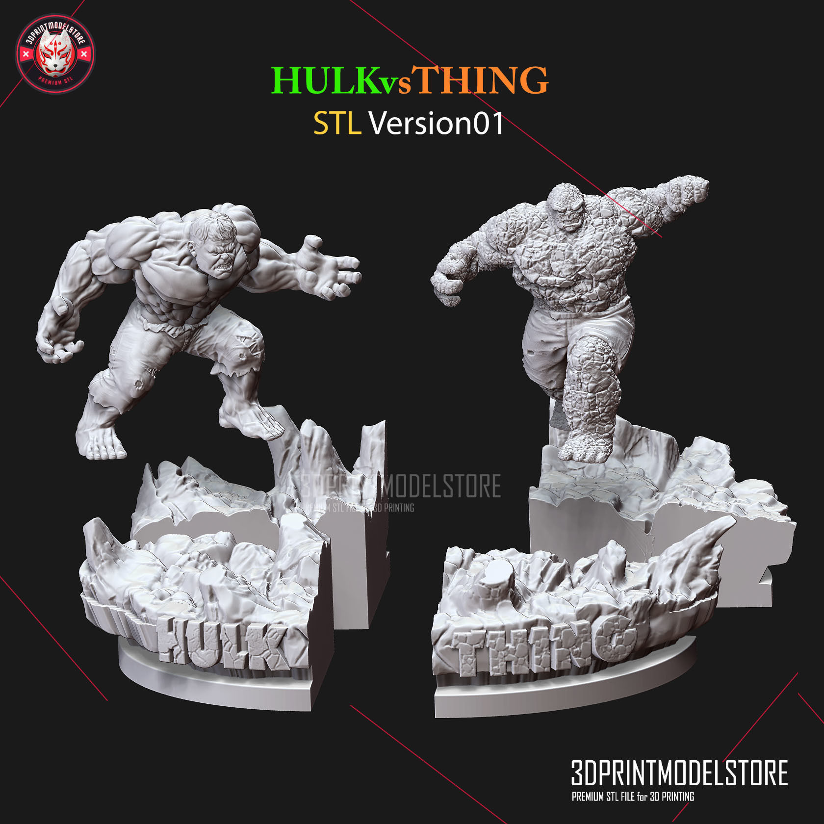 Ther Hulk Marvel Statue Miniature The Thing Diorama Statue   3D print model_4