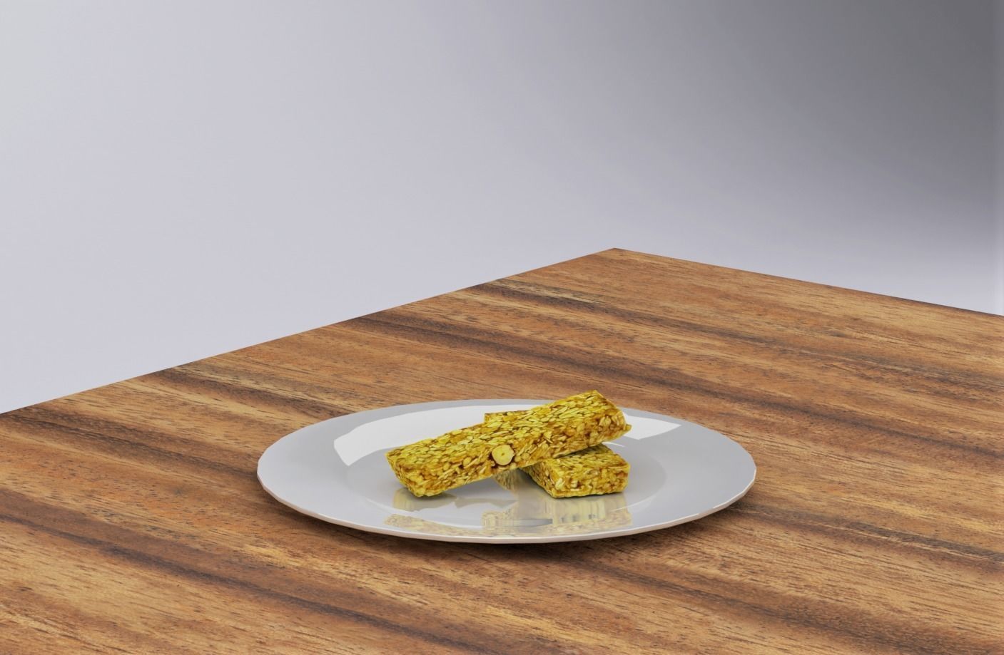 Granolabar pistachio bars on plate Low-poly 3D model_1
