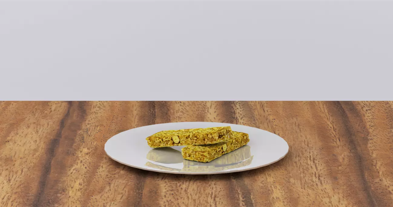 Granolabar pistachio bars on plate Low-poly 3D model_0