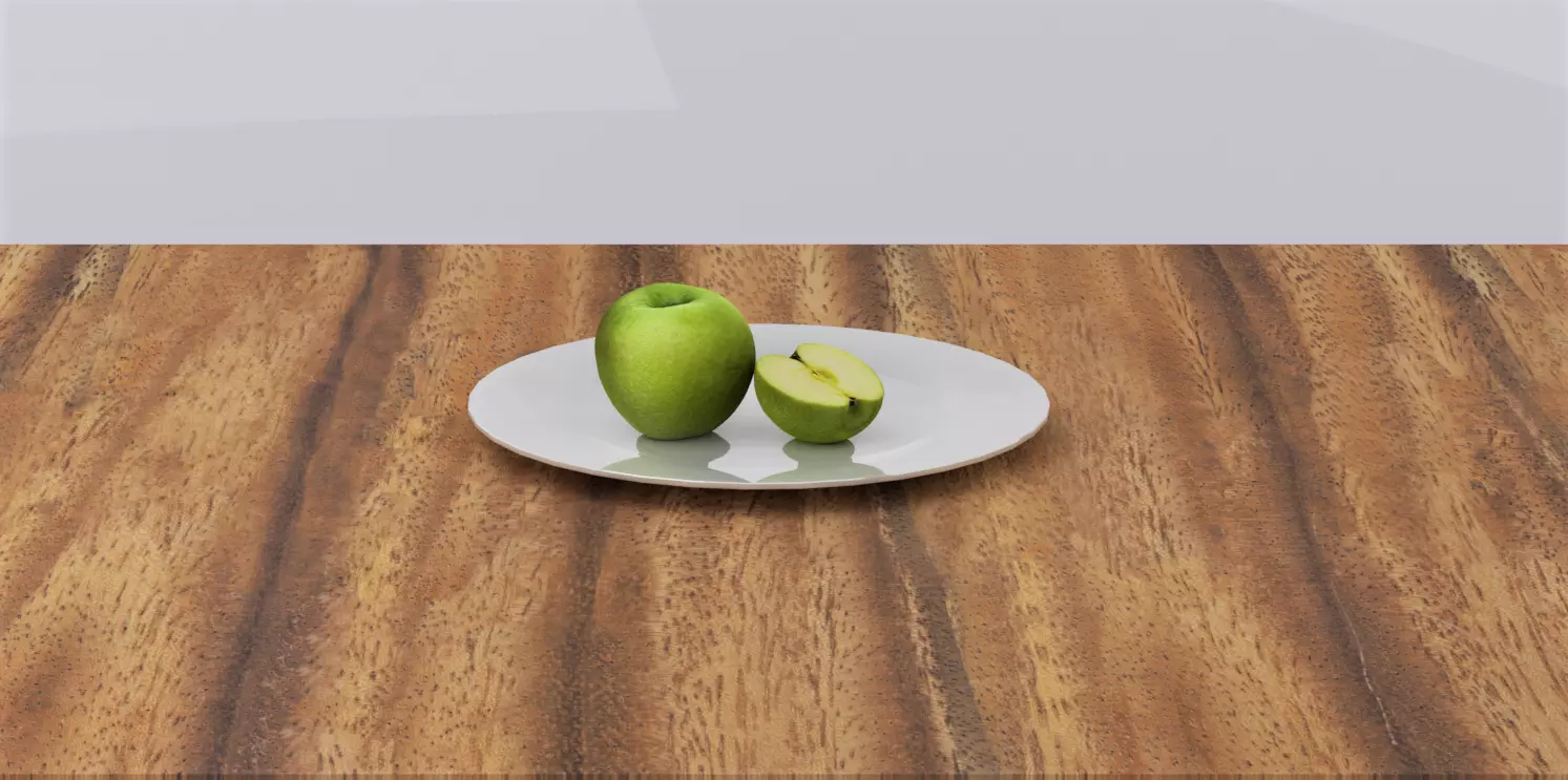 Green Apple Low-poly 3D model_0