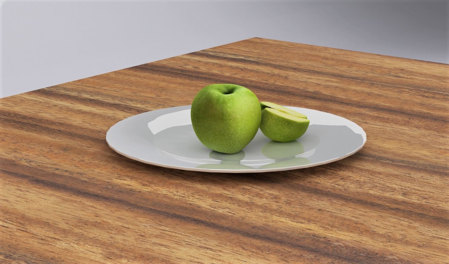 Green Apple Low-poly 3D model_1