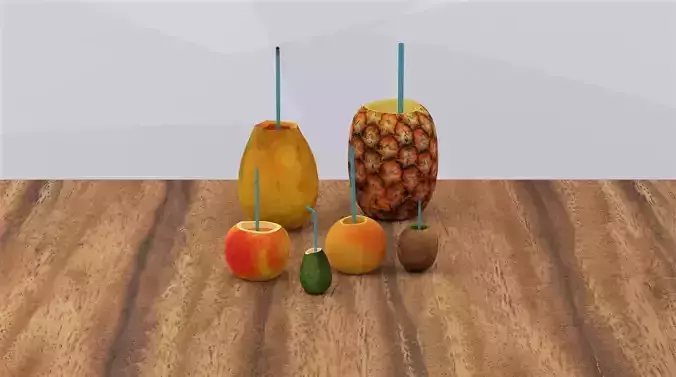 Fruit Juices Low-poly 3D model