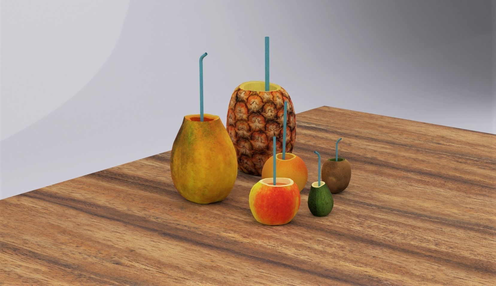 Fruit Juices Low-poly 3D model_1