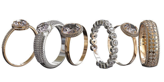 Rings set 3d model morganite engagement ring 3D print model