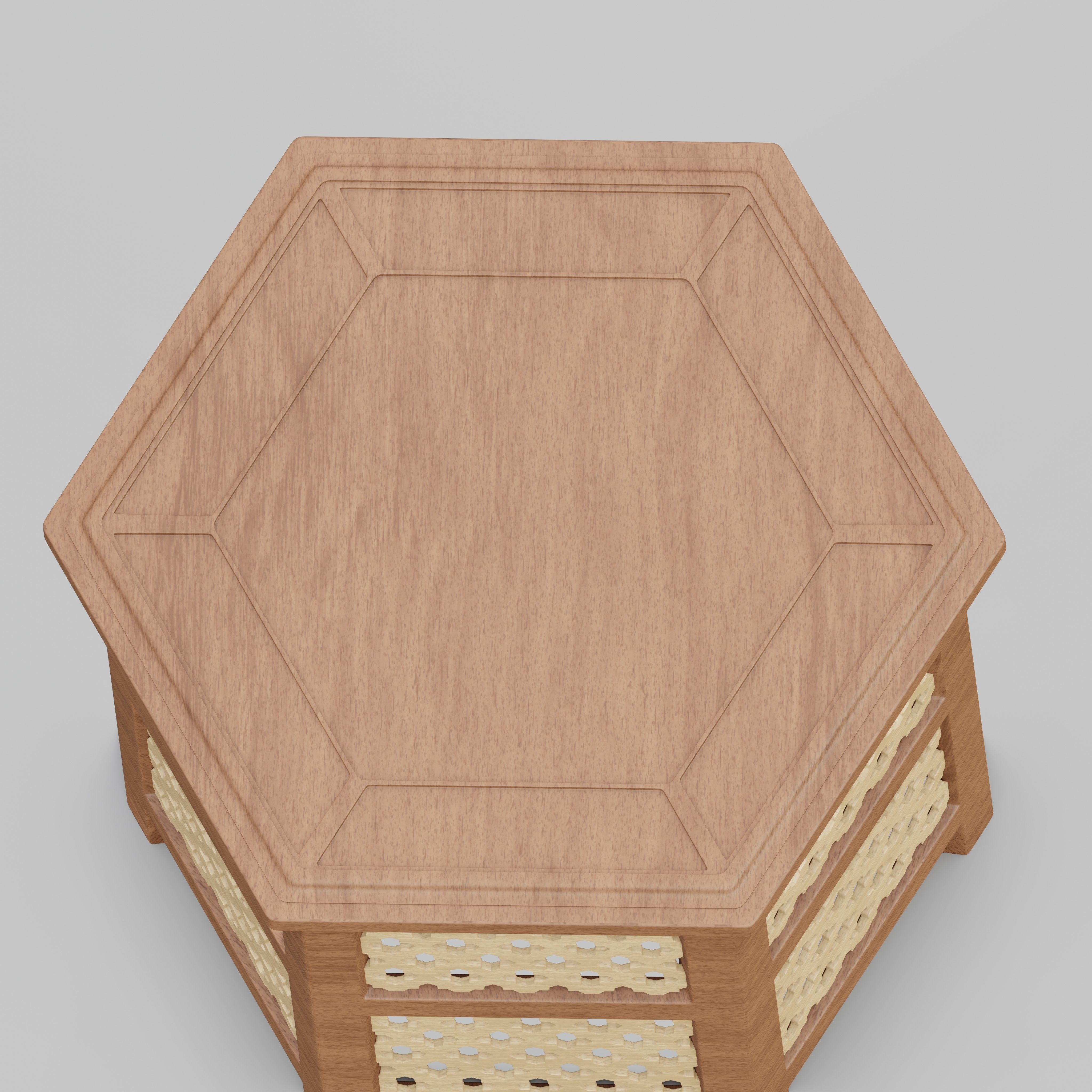 Hexagonal ornate Moroccan table 3D model_3