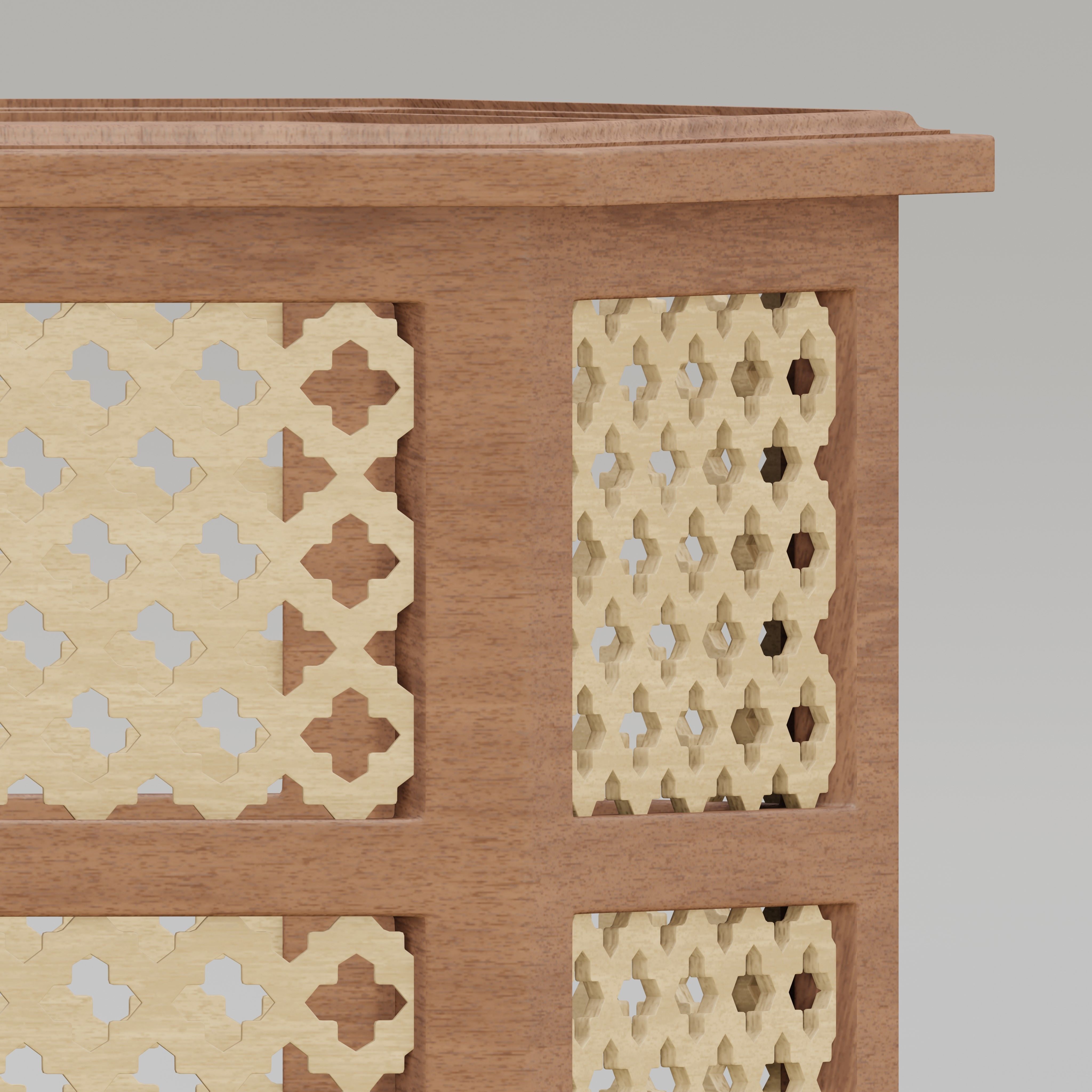 Hexagonal ornate Moroccan table 3D model_2