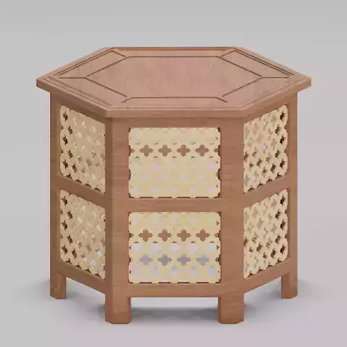 Hexagonal ornate Moroccan table